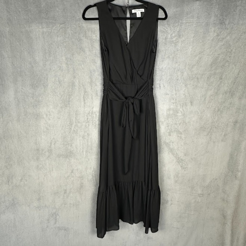 Tommy Bahama Dress Womens 10 Black Midi Sleeveless Minimalist Resort Wedding